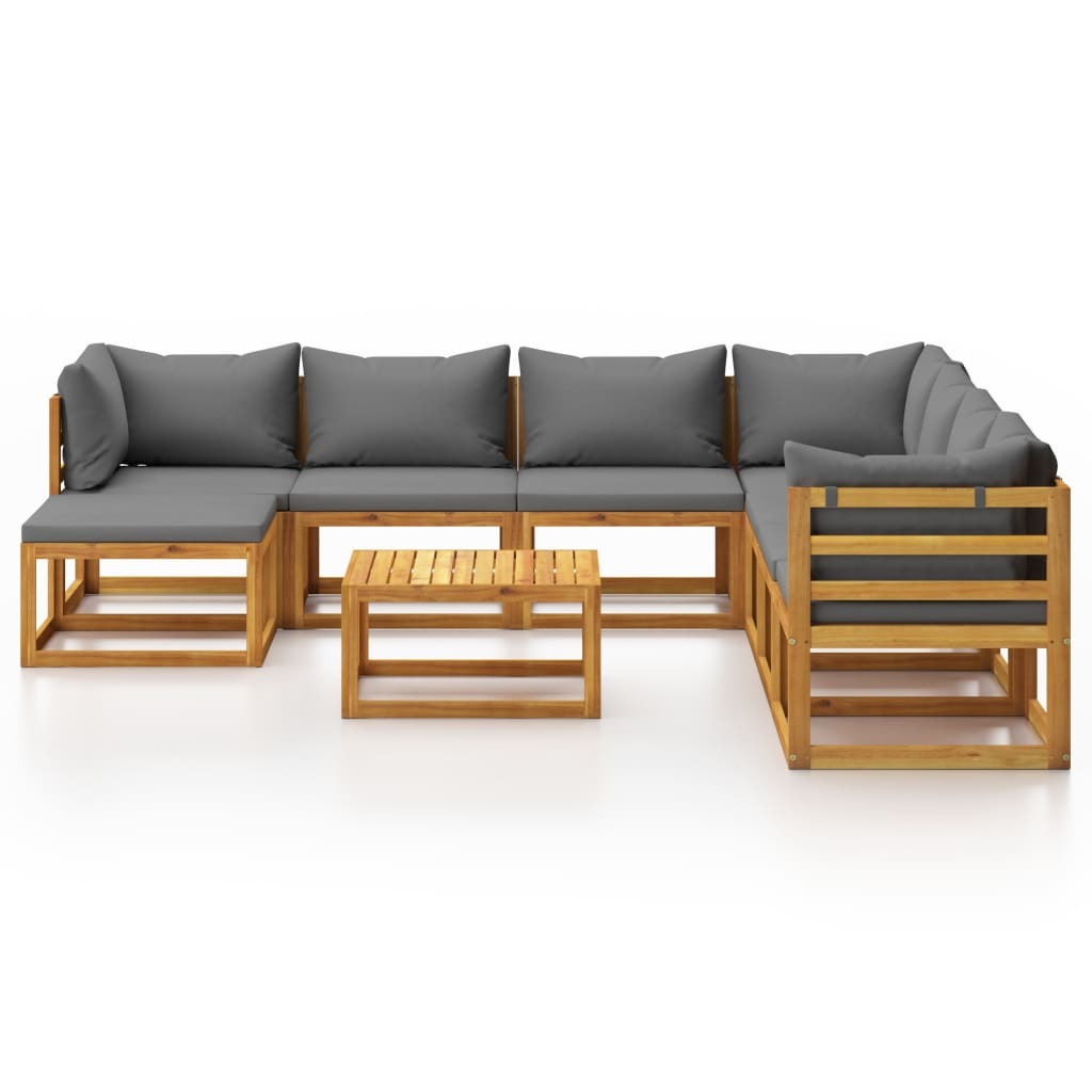 Salon de jardin 6 pcs avec coussins Bois d'acacia solide